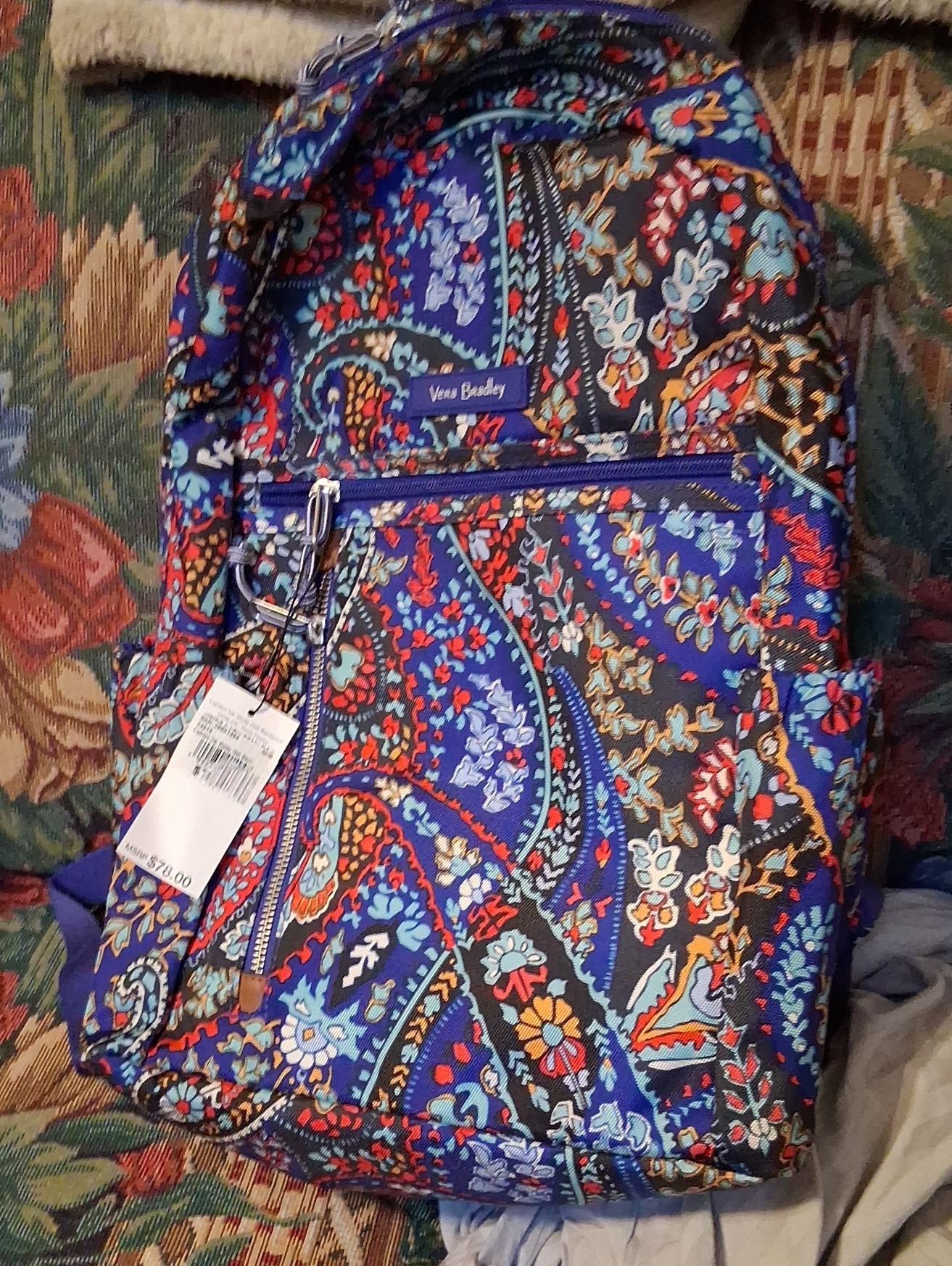 Vera Bradley Navy Paisley Floral Backpack